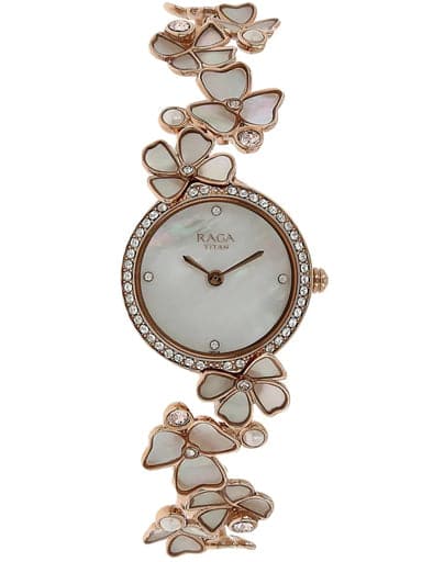 TITAN Raga Moonlight White Metal Strap Watch NP95030WM01 - Kamal Watch Company