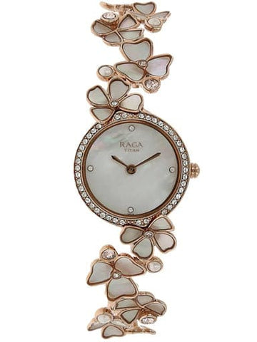 TITAN Raga Moonlight White Metal Strap Watch NP95030WM01 - Kamal Watch Company