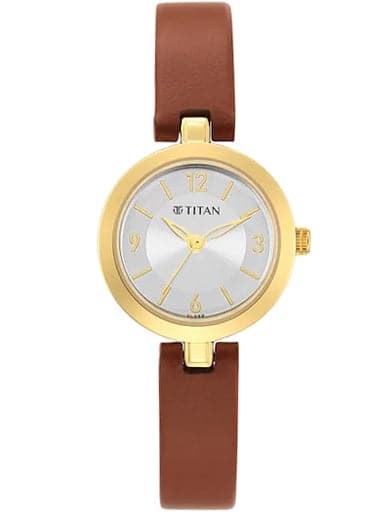 TITAN Lagan Silver Dial Leather Strap Watch NP2598YL03 - Kamal Watch Company