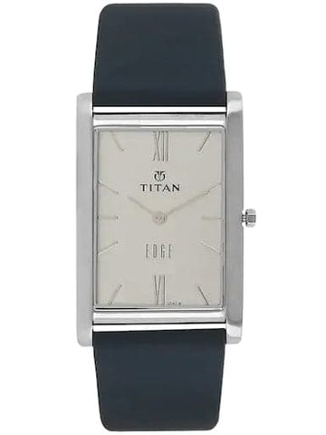 Titan Edge Ultra Slim White Dial Blue Leather Strap Watch For Men NH1043SL01A - Kamal Watch Company