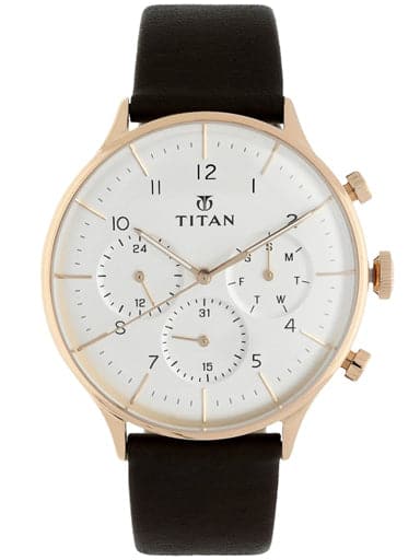 TITAN On Trend White Dial Leather Strap Watch NP90102WL01 - Kamal Watch Company