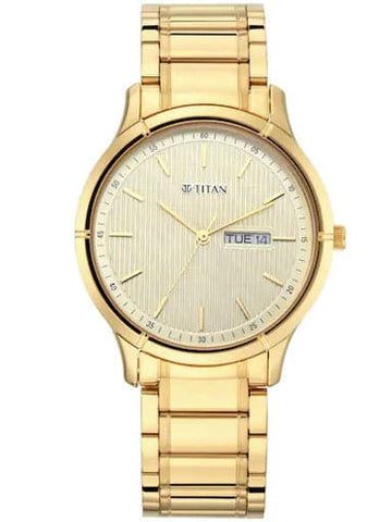 Titan Lagan - Gold Dial Gold Metal Strap Men's Watch NP1775YM02 - Kamal Watch Company