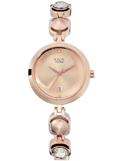Titan Raga Raga Viva Rose Gold Dial Metal Strap Women's Watch NP2606WM02 - Kamal Watch Company