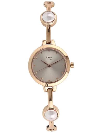 Titan Raga Grey Dial Rose Gold Metal Strap Women's Watch NP2576WM01 - Kamal Watch Company