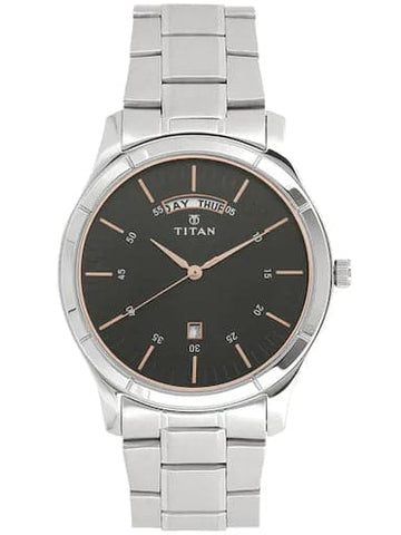 Titan Work Wear Black Dial Stainless Steel Strap Men's Watch NP1767SM02 - Kamal Watch Company