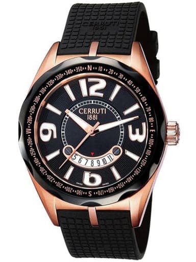 Cerruti Knight Analog Quartz Watch with Black Rubber Strap CT100901S17CT-411 - Kamal Watch Company