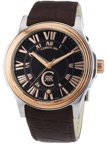 Cerruti Men's Watch Analogue Quartz Leather Strap-Brown CRA025I223BCT542 - Kamal Watch Company