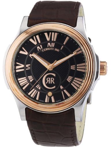 Cerruti Men's Watch Analogue Quartz Leather Strap-Brown CRA025I223BCT542 - Kamal Watch Company