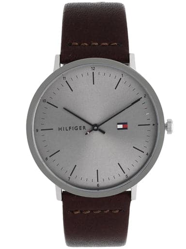 Tommy Hilfiger Grey Dial Brown Leather Strap Men's Watch NCTH1791463 - Kamal Watch Company