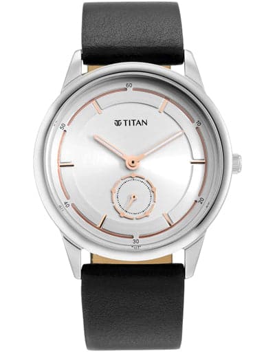 Titan Solidarity Silver Dial Black Cactus Leather Strap Watch 1806Sl10
