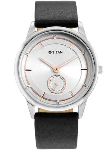 TITAN Solidarity Silver Dial Black Cactus Leather Strap Watch 1806SL10 - Kamal Watch Company