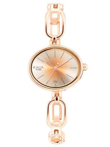 TITAN Raga Viva Silver Dial Rose Gold Brass Strap Watch NP2667WM01 - Kamal Watch Company