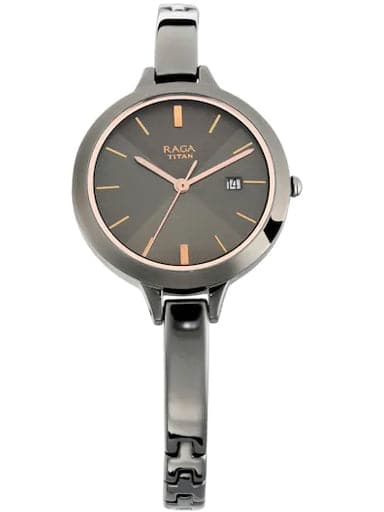Titan Raga Grey Dial Grey Metal Strap Women's Watch NP2578QM02 - Kamal Watch Company