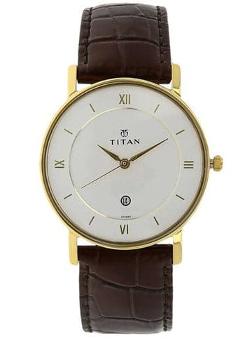 TITAN White Dial Brown Leather Strap Watch NP9162YL01 - Kamal Watch Company