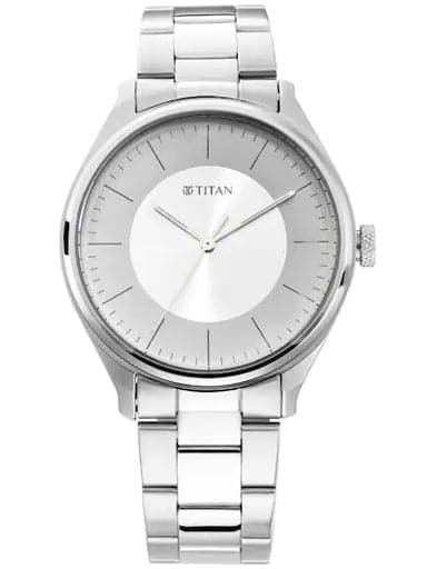 Titan Work Wear White Dial Metal Strap Men'S Watch Np1802Sm03