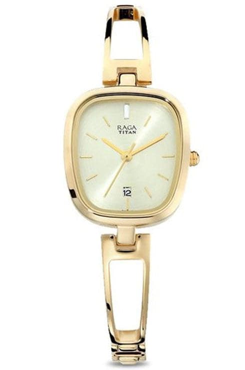 Titan Raga Viva Champagne Dial Metal Strap Women's Watch NN2604YM01 - Kamal Watch Company
