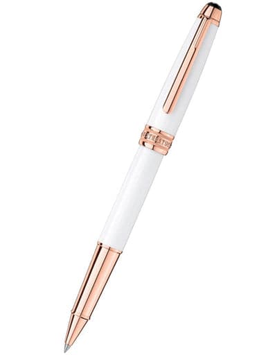 Montblanc Meisterstuck Rollerball Pen - Solitaire White - Rose Gold Trim - Classique Mb113324