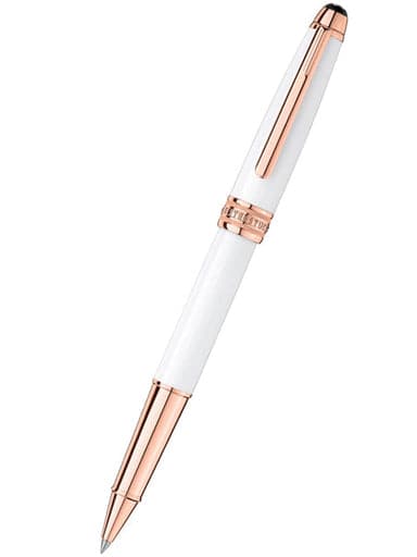 Montblanc Meisterstuck Rollerball Pen - Solitaire White - Rose Gold Trim - Classique MB113324 - Kamal Watch Company