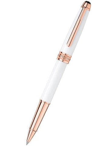 Montblanc Meisterstuck Rollerball Pen - Solitaire White - Rose Gold Trim - Classique MB113324 - Kamal Watch Company