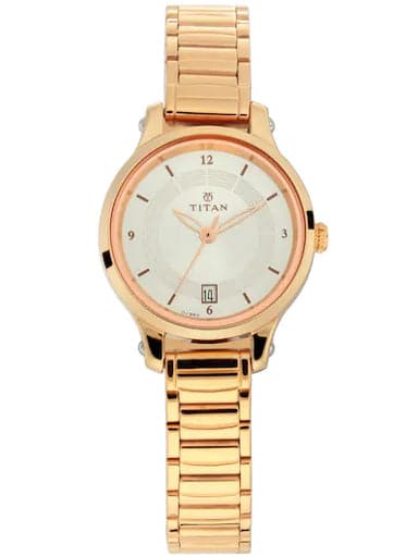 Titan Silver Dial Analog Rose Gold Strap Women's Watch NP2602WM01 - Kamal Watch Company