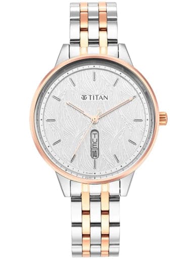 TITAN Workwear Silver Dial Two Toned Stainless Steel Strap Watch 2648KM01 - Kamal Watch Company