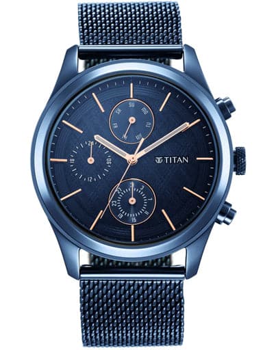 TITAN Neo Splash Blue Dial Stainless Steel Strap Watch 1805QM02 - Kamal Watch Company