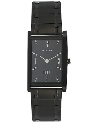 Titan Edge Black Dial Black Stainless Steel Strap Men's Watch NP1043NM01 - Kamal Watch Company