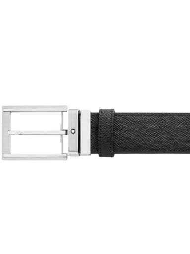 MONTBLANC Black/Taupe 35 mm reversible leather belt MB126043 - Kamal Watch Company