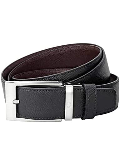 MONTBLANC Reversible Black and Brown Saffiano Leather Belt MB113844 - Kamal Watch Company