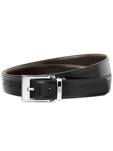 MONTBLANC Black/brown 30 mm reversible leather belt MB9774 - Kamal Watch Company