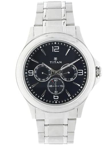 Titan Blue Dial Silver Stainless Steel Strap Men'S Watch Nn1698Sm02