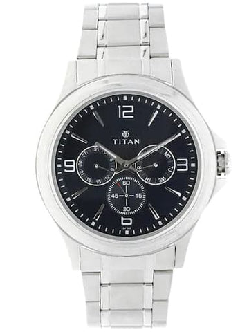 Titan Blue Dial Silver Stainless Steel Strap Men's Watch NN1698SM02 - Kamal Watch Company