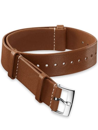 OMEGA NATO STRAPS Golden brown Novonappa leather strap O031CUZ002061 - Kamal Watch Company