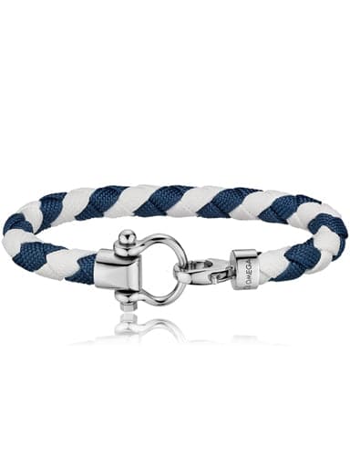 OMEGA SAILING BRACELET Sailing bracelet in stainless steel, white and dark blue braided nylon BA05CW0000704 - Kamal Watch Company