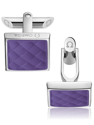 OMEGA AQUA CUFFLINKS Stainless steel and violet rubber C92STA0509305 - Kamal Watch Company