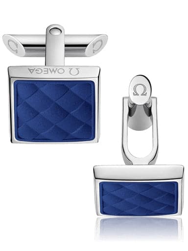 OMEGA AQUA CUFFLINKS Stainless steel and electric blue rubber C92STA0509505 - Kamal Watch Company