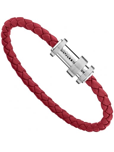 Montblanc Bracelet Steel Red Leather MB11888160 - Kamal Watch Company