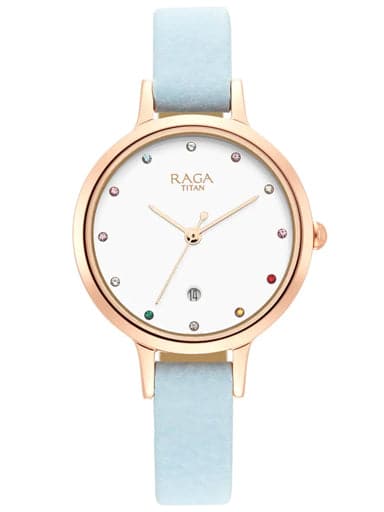 TITAN Raga Viva Watch with White Dial & Brass Strap NP2666WL02 - Kamal Watch Company