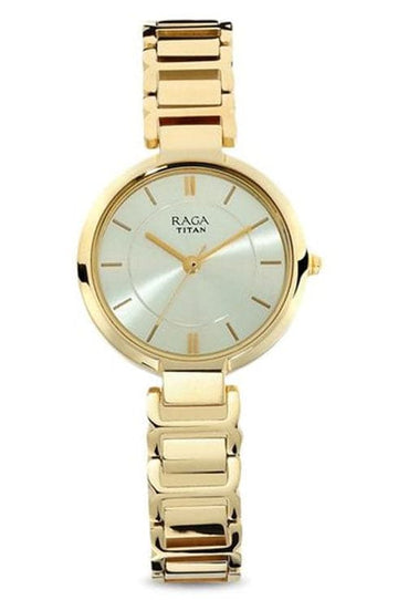Titan Raga Viva Champagne Dial Metal Strap Women's Watch NN2608YM01 - Kamal Watch Company