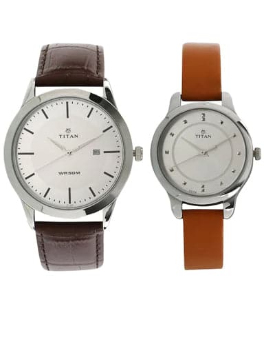 Titan Bandhan White Dial Leather Strap Watches NM15842481SL01 - Kamal Watch Company