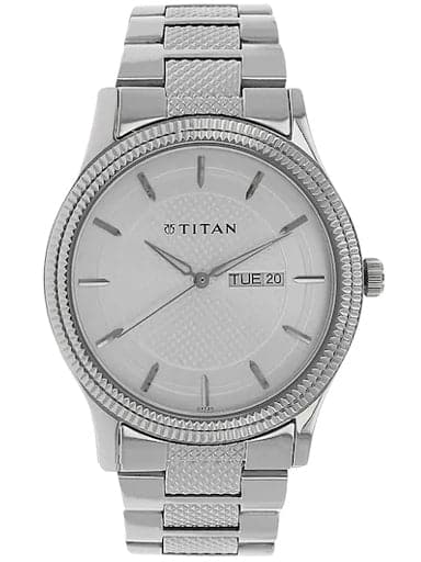 Titan White Dial Silver Stainless Steel Strap Men's Watch NP1650SM01 - Kamal Watch Company