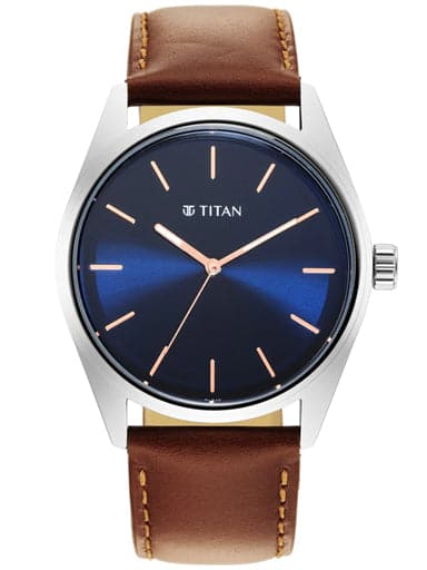 TITAN Workwear Blue Dial Leather Strap Watch NP1866SL01 - Kamal Watch Company