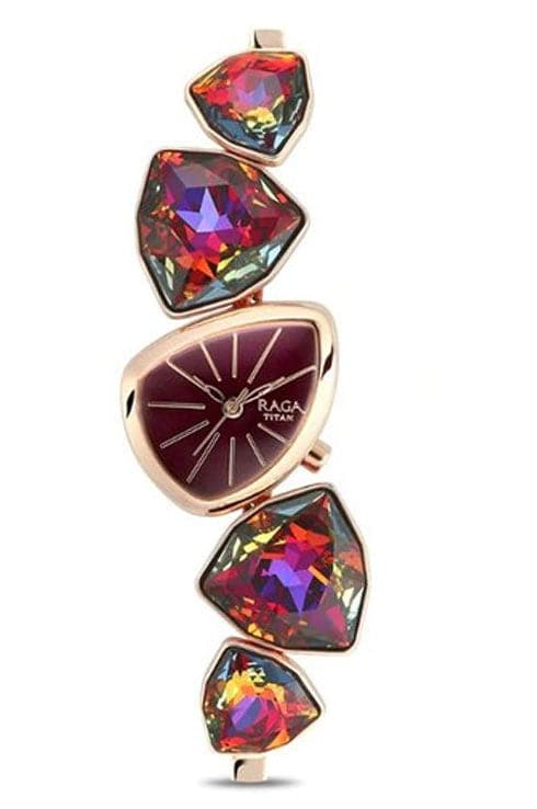 Titan Crystal By Raga Maroon Dial Watch For Women NP95095WM02F - Kamal Watch Company