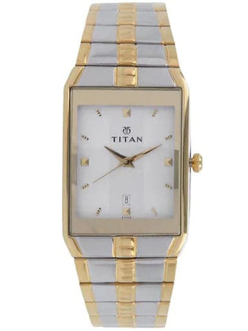 Titan Silver Dial Two Toned Stainless Steel Strap Men's Watch NP9151BM01 - Kamal Watch Company