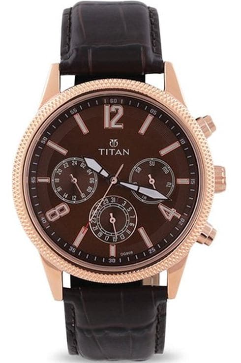 Titan Neo Brown Dial Brown Leather Strap Watch For Men NP1734WL01 - Kamal Watch Company
