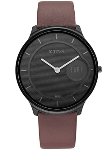 TITAN Edge Baseline Watch with Black Dial & Brown Leather Strap NP1843NL01 - Kamal Watch Company