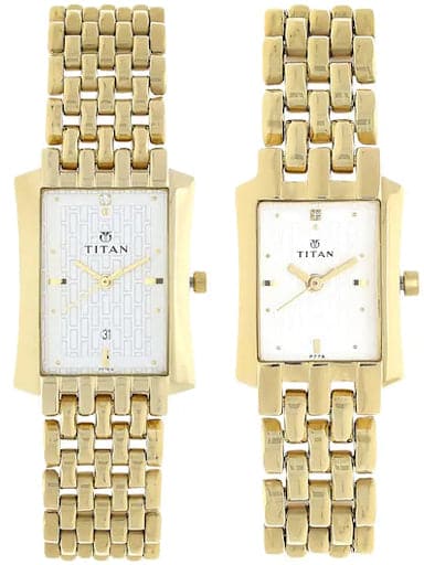 Titan Bandhan Silver Dial Golden Stainless Steel Strap Watches NP19272927YM01