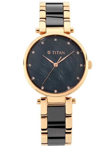 TITAN Black Mother-of-Pearl Dial Ceramic & Metal Strap Watch 95061WD03 - Kamal Watch Company