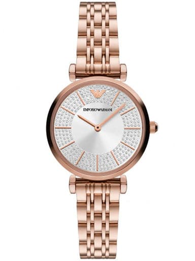 Emporio Armani Two-Hand Rose Gold-Tone Stainless Steel Watch AR11446I - Kamal Watch Company