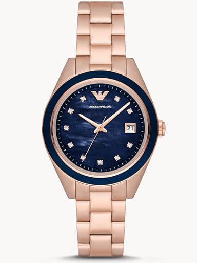 Emporio Armani Three-Hand Date Rose Gold-Tone Stainless Steel Watch AR11449I - Kamal Watch Company